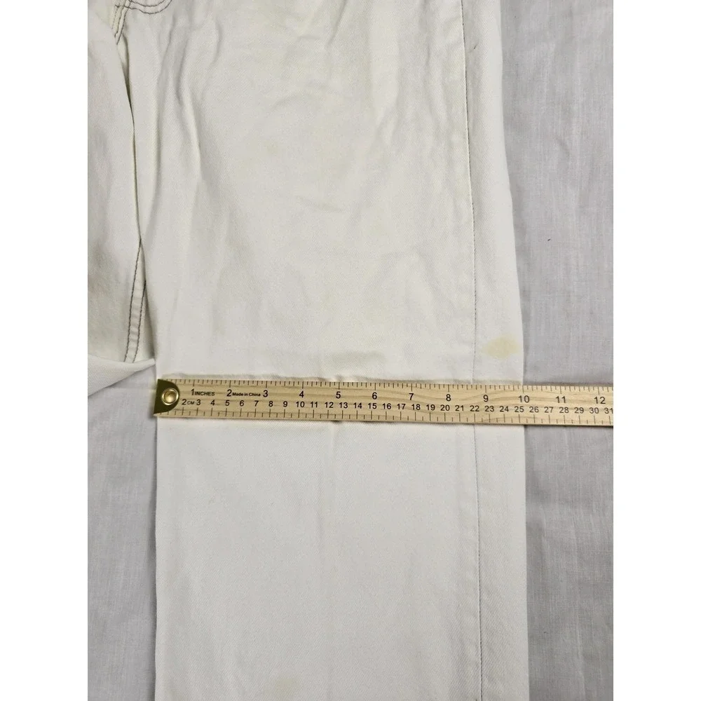 Levis 501 Jeans Mens 38x30 White Regular Straight Button Fly Made USA Distressed